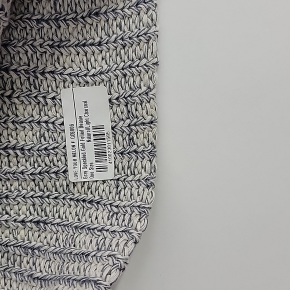 Love your melon 🍈 gray speckled gold foiled beanie O/S natural light charcoal - Picture 4 of 8